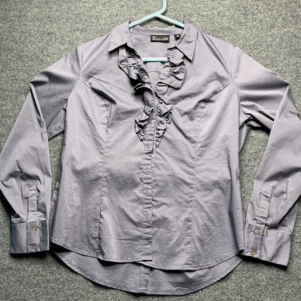 Purple 7th Avenue New York Ruffled Button-Up Shirt